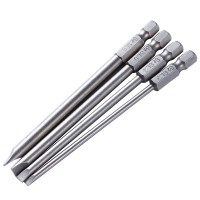 4pcs 100mm Slotted Screwdrivers Bits  S2 Steel Magnetic Flat Head Slotted Tip Screwdrivers Bits 1/4 Inch Hex Shank