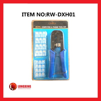 Factory Supply 25pcs Network Cable Crimp Tool For crimping modular plug set ,RJ11/RJ12/RJ45 Cable Crimping Tools